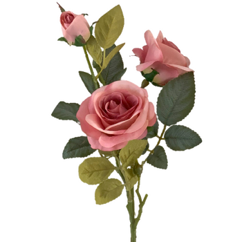 70cm - Pink/Mauve 3 Head Rose Stem