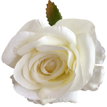 9cm Rose Flower Head - White/Cream