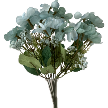 34cm Hydrangea Filler Bunch - Turquoise