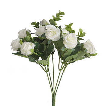 11 Head Mini Rose Filler Bunch - White
