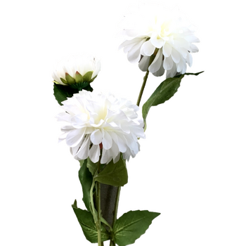 75cm - 3 Head Dahlia Flower Stem - White