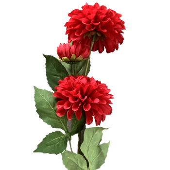 75cm - 3 Head Dahlia Flower Stem - Red