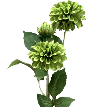 75cm - 3 Head Dahlia Flower Stem - Green