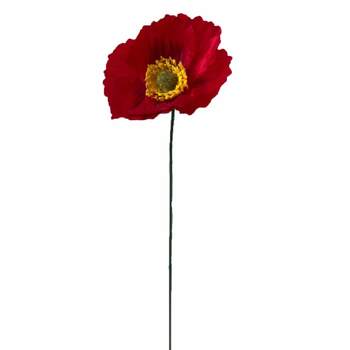 Red Poppy - Single Stem with 34cm Wire Pick