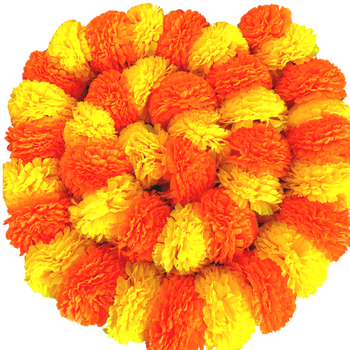 2m - Giant Marigold Garland (Diwali) - Mixed Orange/Yellow