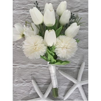 thumb_White Small Tulip/Chrysanthemum Bouquet/Vase Arrangement