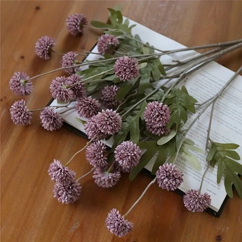 52cm - Dusty Purple Mini Artificial Chrysanthemum Pom Stem