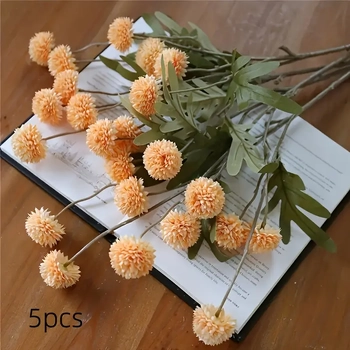 52cm - Peach Mini Artificial Chrysanthemum Pom Stem