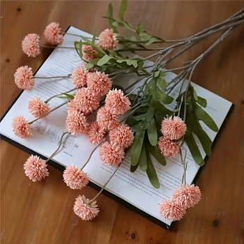 52cm - Pink Mini Artificial Chrysanthemum Pom Stem