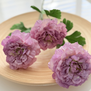 70cm Light Purple Artificial Ranunculus Flower Stem – 3 Head