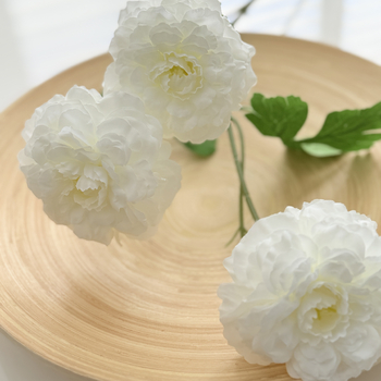 70cm White Artificial Ranunculus Flower Stem – 3 Head