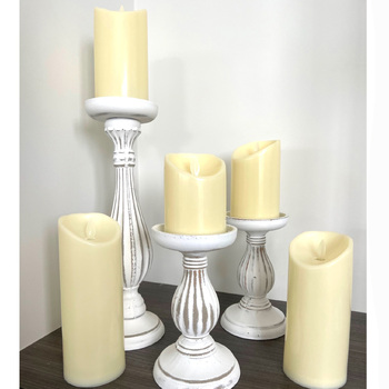 5pc Set of LED Pillar Candles - Flickering Flame