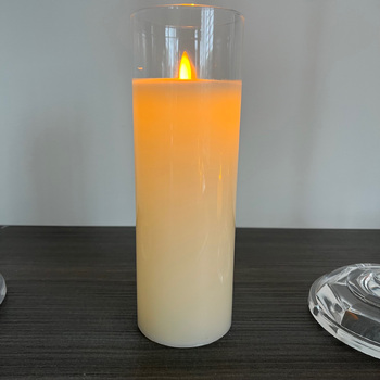 7.5x22.5cm LED Pillar Candle in Glass Vase - Flickering Flame