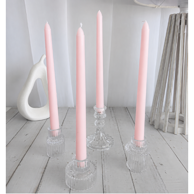 4pcs - 25cm Pink Wax (Taper) Dinner Candle Romantic Candlestick