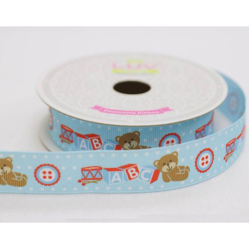 My First ABC - 7/8 x 10yards Baby Shower Ribbon Blue