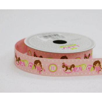 My First ABC - 7/8 x 10yards Baby Shower Ribbon Pink
