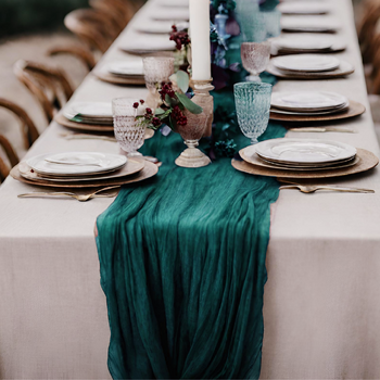 Extra Long 4m Teal Cheesecloth Table Runner 90x400cm