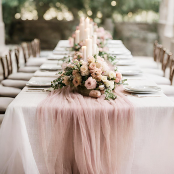 Extra Long 4m Mauve Pink Cheesecloth Table Runner 90x400cm