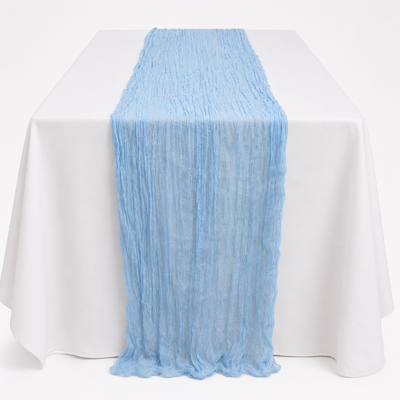 Extra Long 4m BlueCheesecloth Table Runner 90x400cm