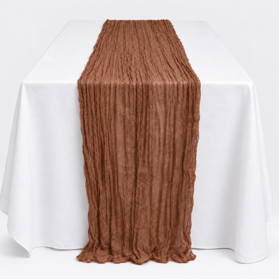 Extra Long 4m Light Brown Cheesecloth Table Runner 90x400cm