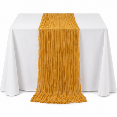 Extra Long 4m Gold Cheesecloth Table Runner 90x400cm