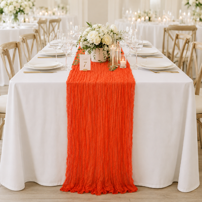 Extra Long 4m Orange Cheesecloth Table Runner 90x400cm