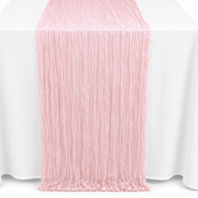 Extra Long 4m Pink Cheesecloth Table Runner 90x400cm