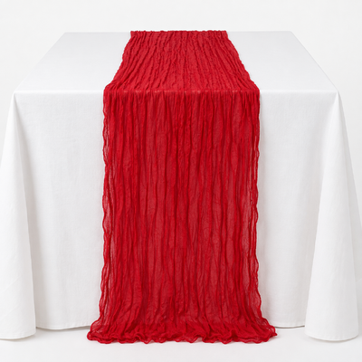 Extra Long 4m Red Cheesecloth Table Runner 90x400cm