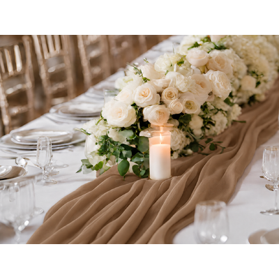 70cmx4m Latte Brown Chiffon Table Runner