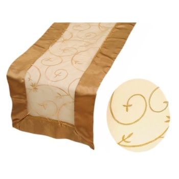 Table Runner (Embroidered Organza) - Gold