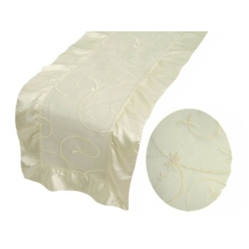 Table Runner (Embroidered Organza) - Ivory