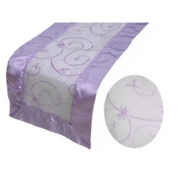 Table Runner (Embroidered Organza) - Lavender
