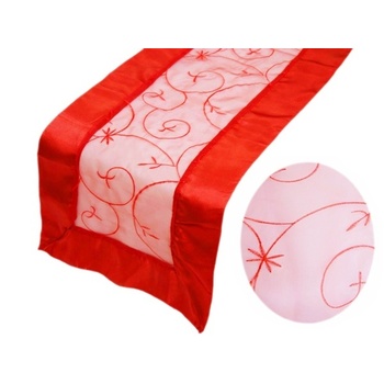 Table Runner (Embroidered Organza) - Red