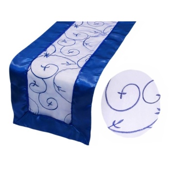 Table Runner (Embroidered Organza) - Royal