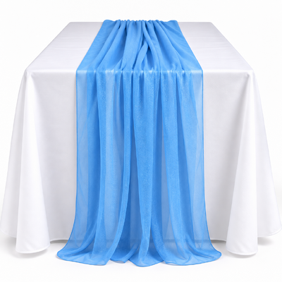 70cm x 3m Shimmer Chiffon Table Runner – Blue