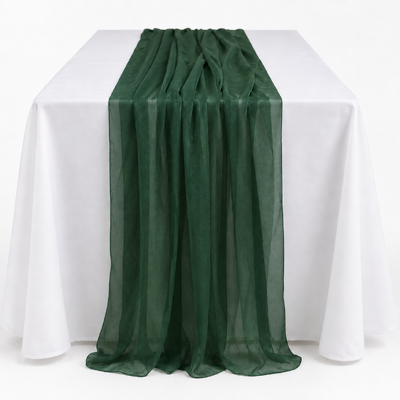 70cm x 3m Shimmer Chiffon Table Runner – Hunter Green