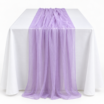 70cm x 3m Shimmer Chiffon Table Runner – Light Purple