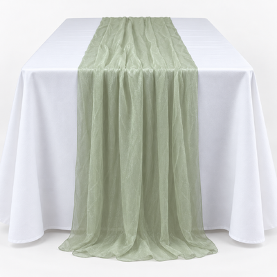 70cm x 3m Shimmer Chiffon Table Runner – Sage