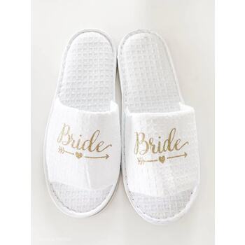 Bride - White Waffle Spa Slippers