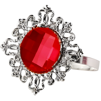 12pk Red Napkin Rings - Diamond Ring Style
