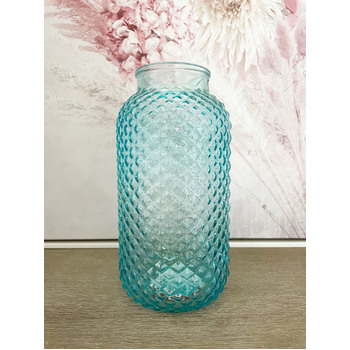 21cm Glass Flower Vase - Blue