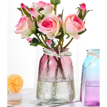 Two Toned Pink/Clear Glass Decorative Vase - 18cm