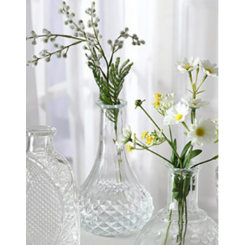 Clear Glass Mini Decanter Style Vase - 21cm