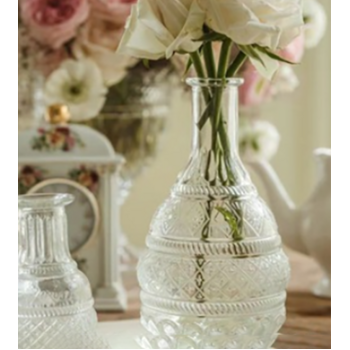 Clear Glass Decorative Belly Style Vase - 22cm