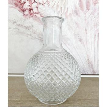 Clear Glass Decorative Belly Vase - 19cm