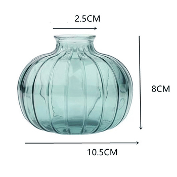 Blue Glass Round Bud Vase - 10cm x 8cm