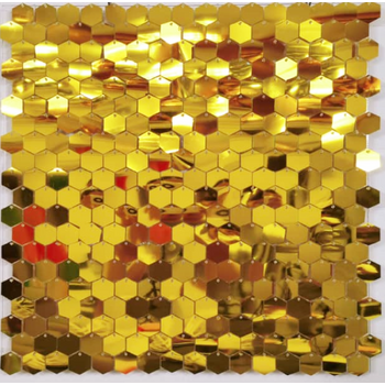Gold Sequin Hexagonal Shimmer Panel Backdrop Wall/Curtain  Mirror Finish