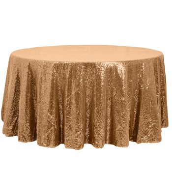305cm Round Sequin Tablecloth - Gold