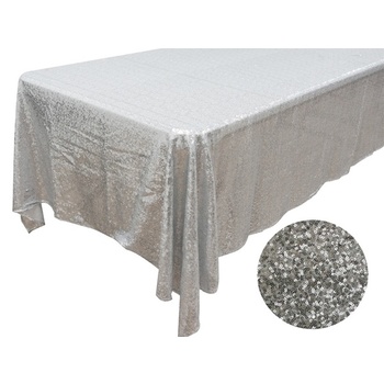 152x320cm Full Sequin Tablecloth -silver
