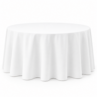 275cm Soft Finish Polyester Round Tablecloth – White